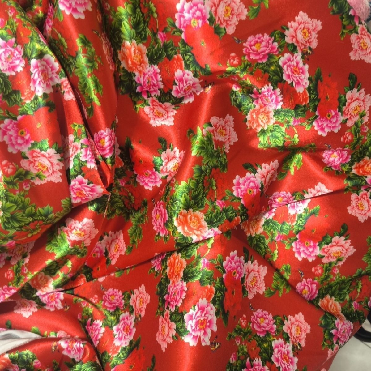 Sewing Textiles - Tkanina satynowa z octanu z kwiatowym